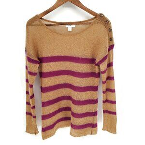 Ann Taylor LOFT Womens Long Sleeve Striped Mohair Blouse Sz M Lightweight Top